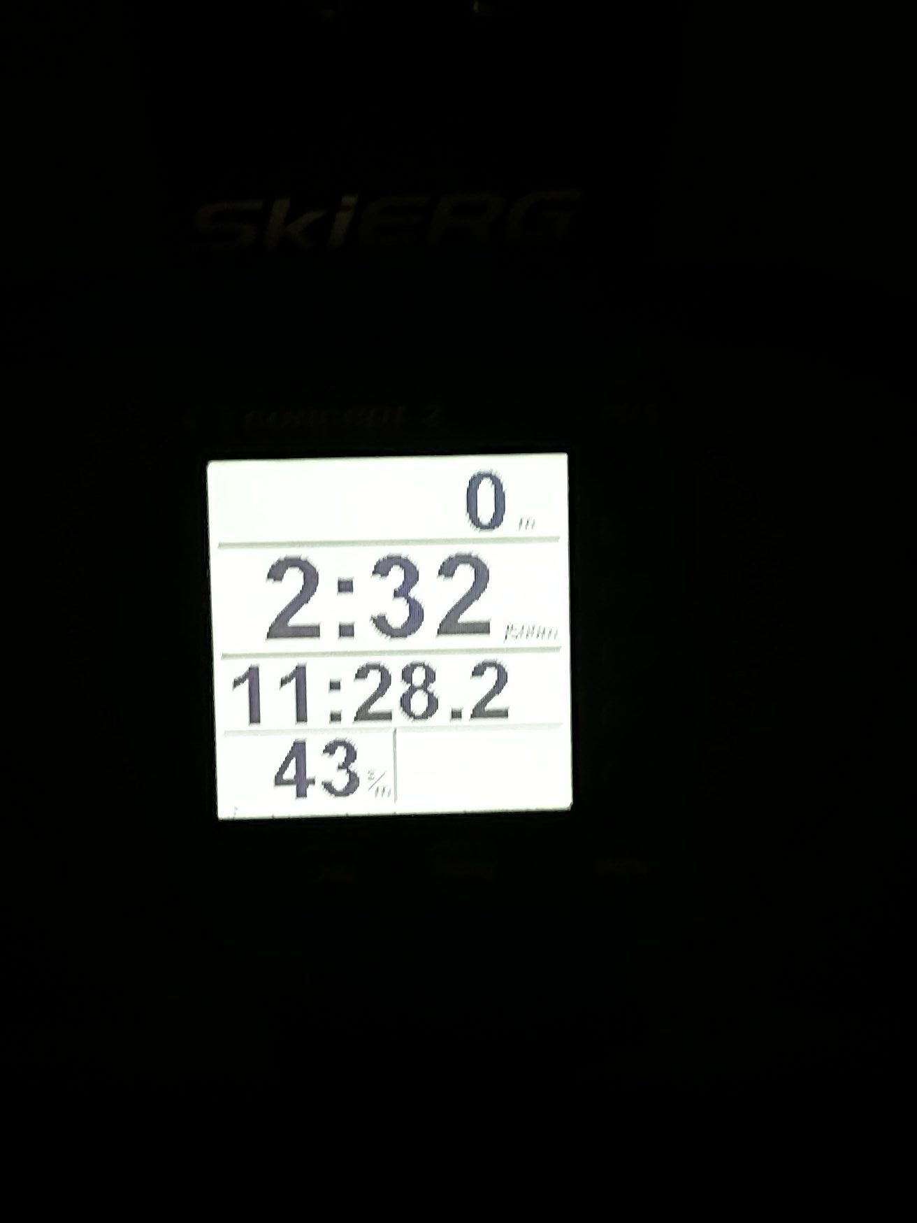 11:28.2 for 2200m Ski Machine Exercise (2nd attempt)
