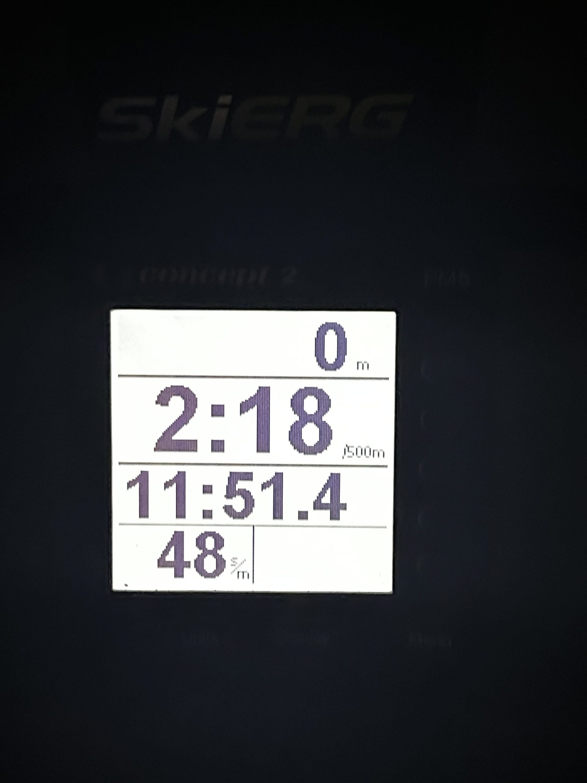 11:51.4 for 2200m Ski Machine Exercise (3rd attempt)
