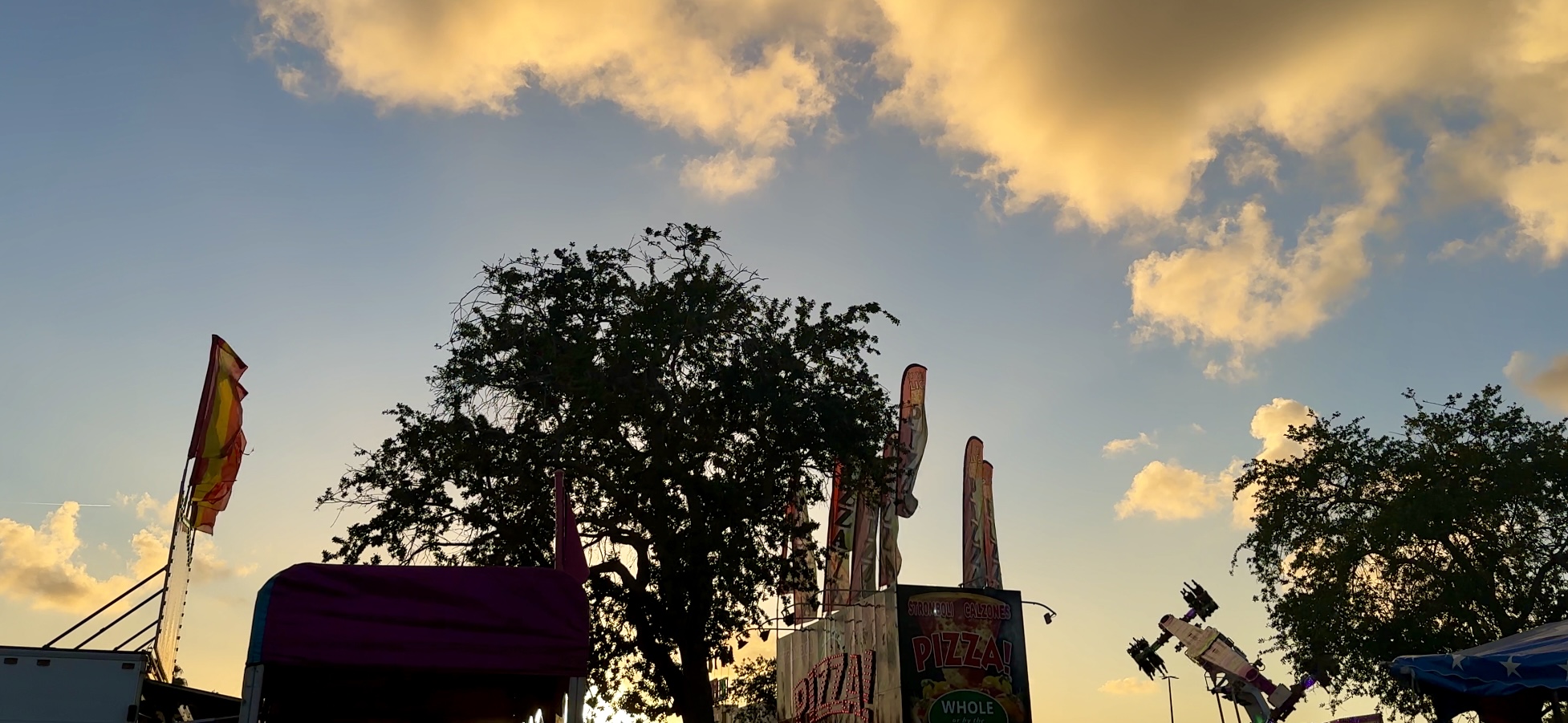 The local fair at sunset.
